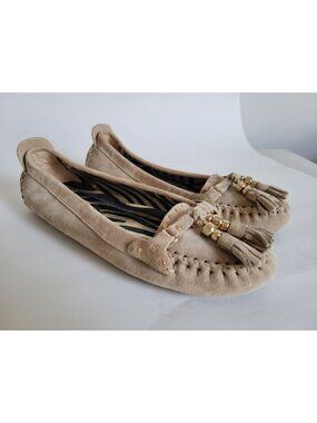 Jimmy Choo Suede Studded Tassel Driving Loafers Zebra Moccasins flats size 9